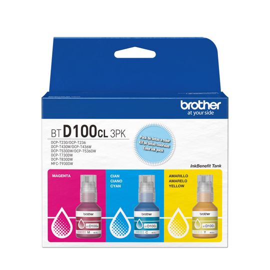 Kit Refil de Tinta Brother, Ciano/Magenta/Amarelo - BTD1003PK