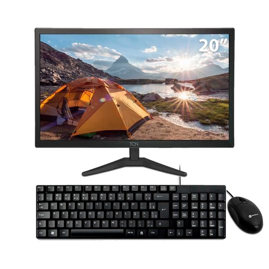 Kit-Monitor-Office-20--TCN-LED-HD-Flat-5ms-60Hz-HDMI-VGA---Teclado-Slim-com-Fio-Goldentec---Mouse-com-Fio-USB-Goldentec