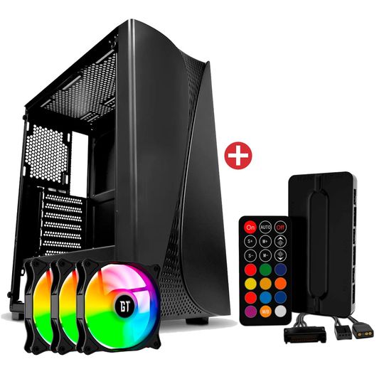 Kit Gabinete Gamer Andrômeda Goldentec + Controladora para Fan ARGB | Goldentec + 3 Cooler Fan ARGB 120mm