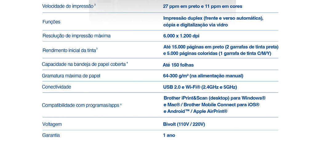 Impressora Multifuncional Jato de Tinta Brother DCPT530DW InkBenefit Colorida Wi-Fi