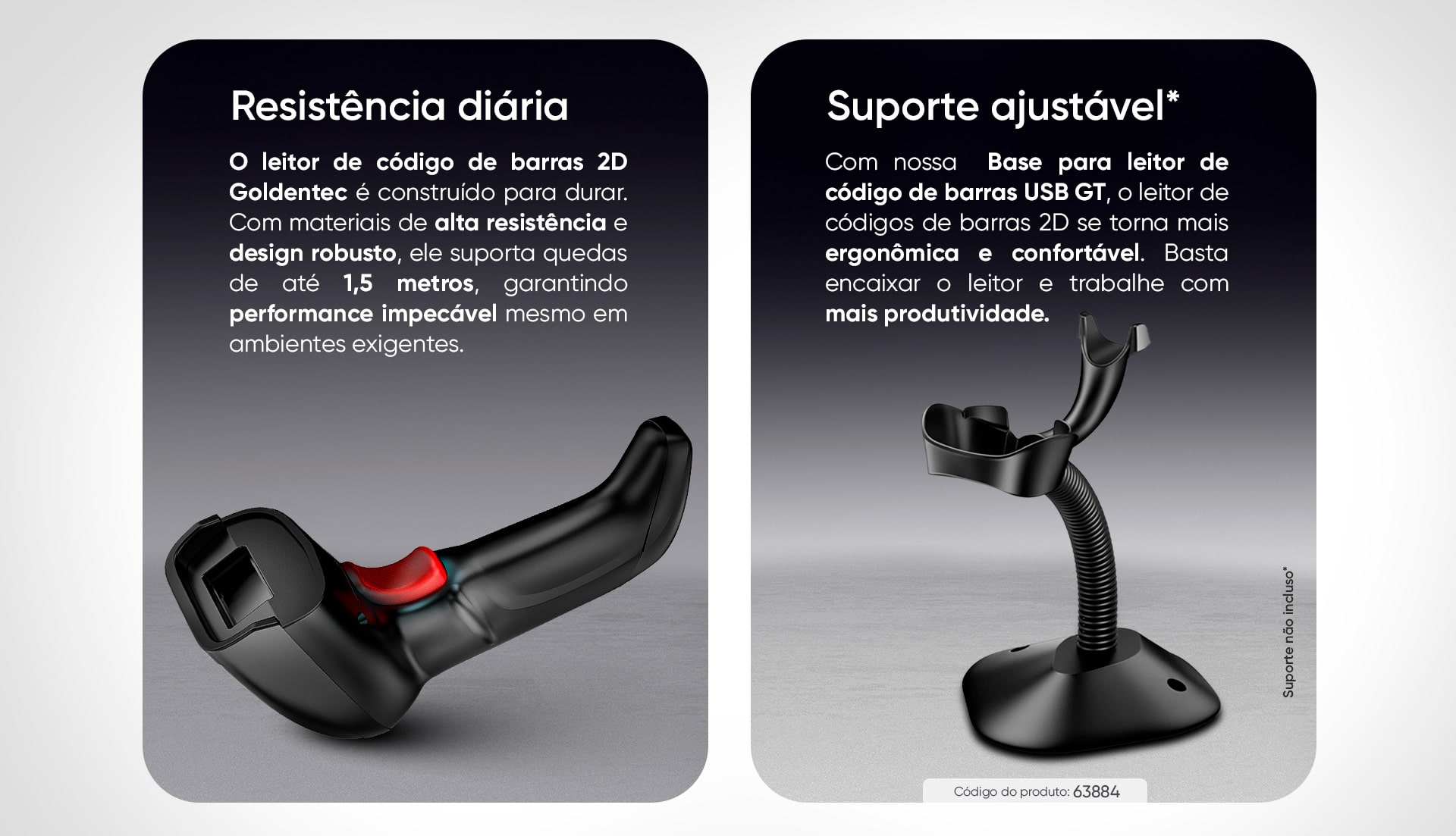 Leitor de Código de Barras Goldentec 2D, USB, Preto