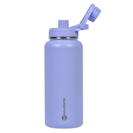 Garrafa Térmica Goldentec GT Colors Inox 1000ml Lilás para bebidas quentes ou frias com tampa com bico e base emborrachada