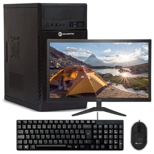 Pc-Completo-Intel®-Core™-I3-4GB-SSD-240GB---Monitor-Office-20-TCN-LED-HD---Teclado-Slim---Mouse-Optico-com-Fio-USB--Goldentec