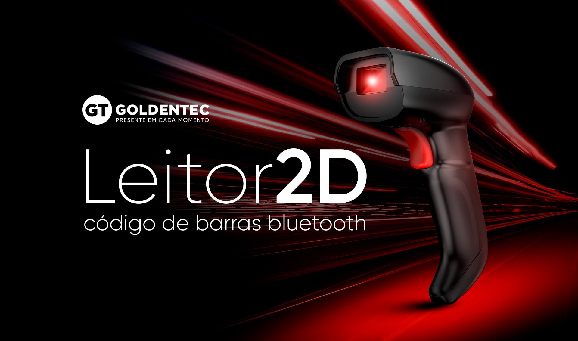 Leitor de Código de Barras Goldentec 2D, USB, Preto