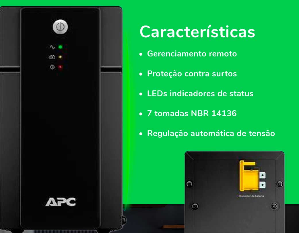 Nobreak APC Back-UPS 1500VA, Entrada Bivolt, Saída 115V - BX1500BI-BR