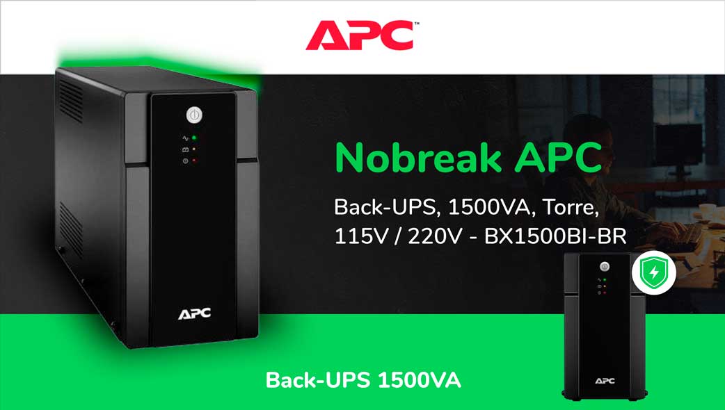 Nobreak APC Back-UPS 1500VA, Entrada Bivolt, Saída 115V - BX1500BI-BR