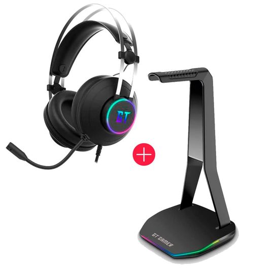 Headset Gamer Goldentec GT Astra RGB P3/USB + Suporte para Headset Goldentec GT Gamer Eclipse