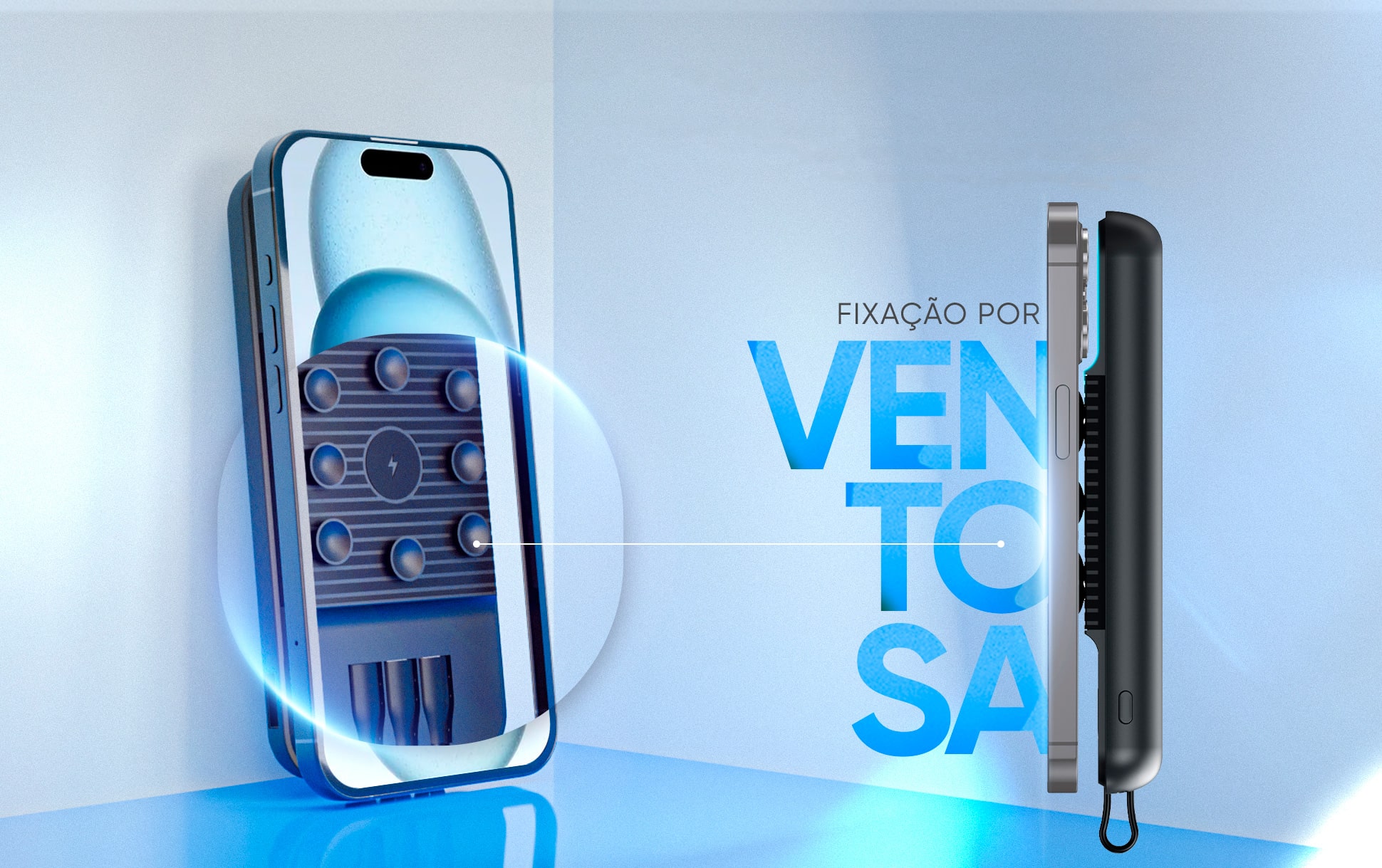 Carregador Portátil com Ventosas Goldentec 10000mAh Preto