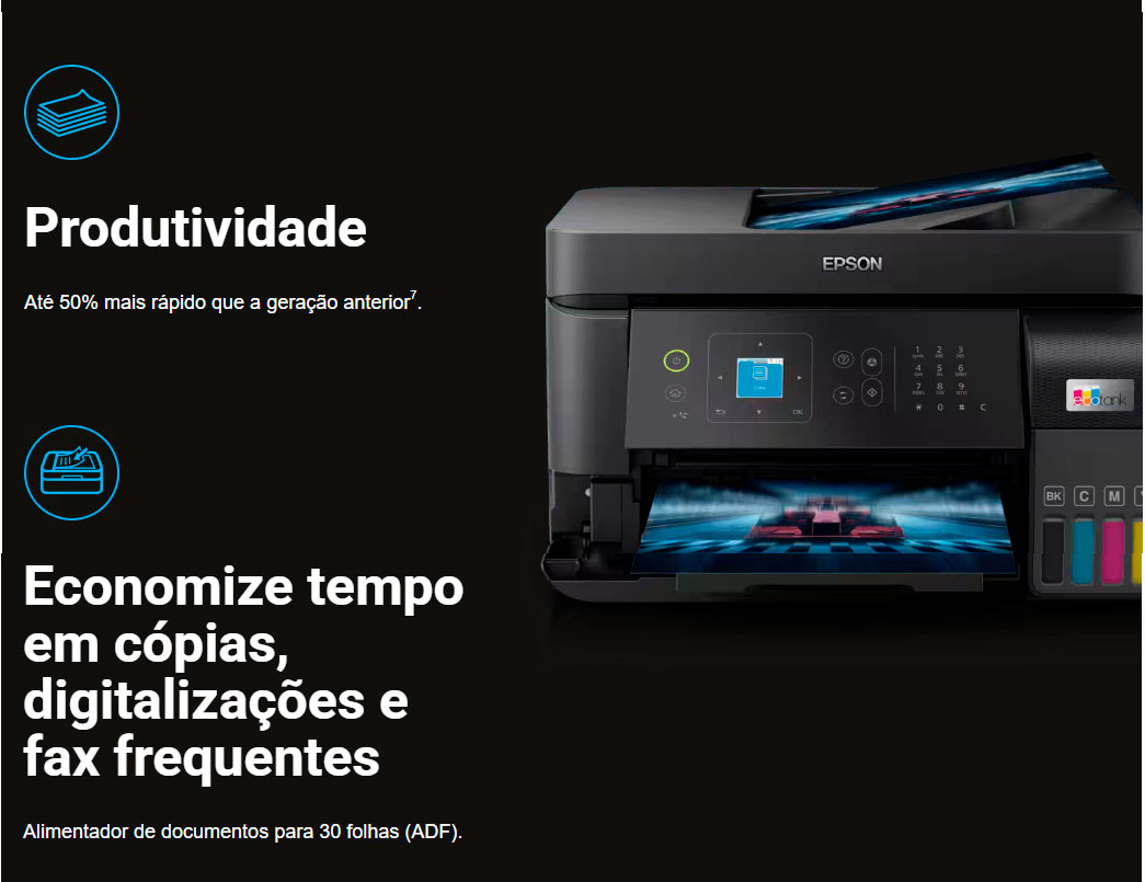Impressora Multifuncional Colorida Tanque de Tinta Epson EcoTank L5590, Wi-Fi, USB, Bivolt