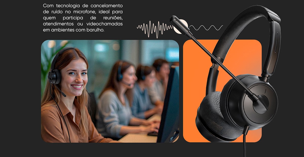 Headset Office Goldentec GT Prime USB Preto