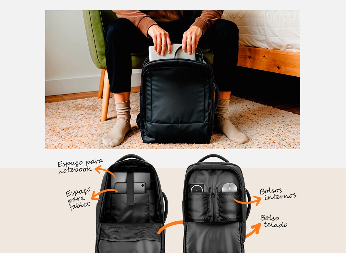 Mochila para Notebook até 17 Goldentec GT Journey Preta