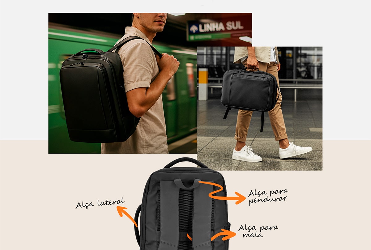 Mochila para Notebook até 17 Goldentec GT Journey Preta