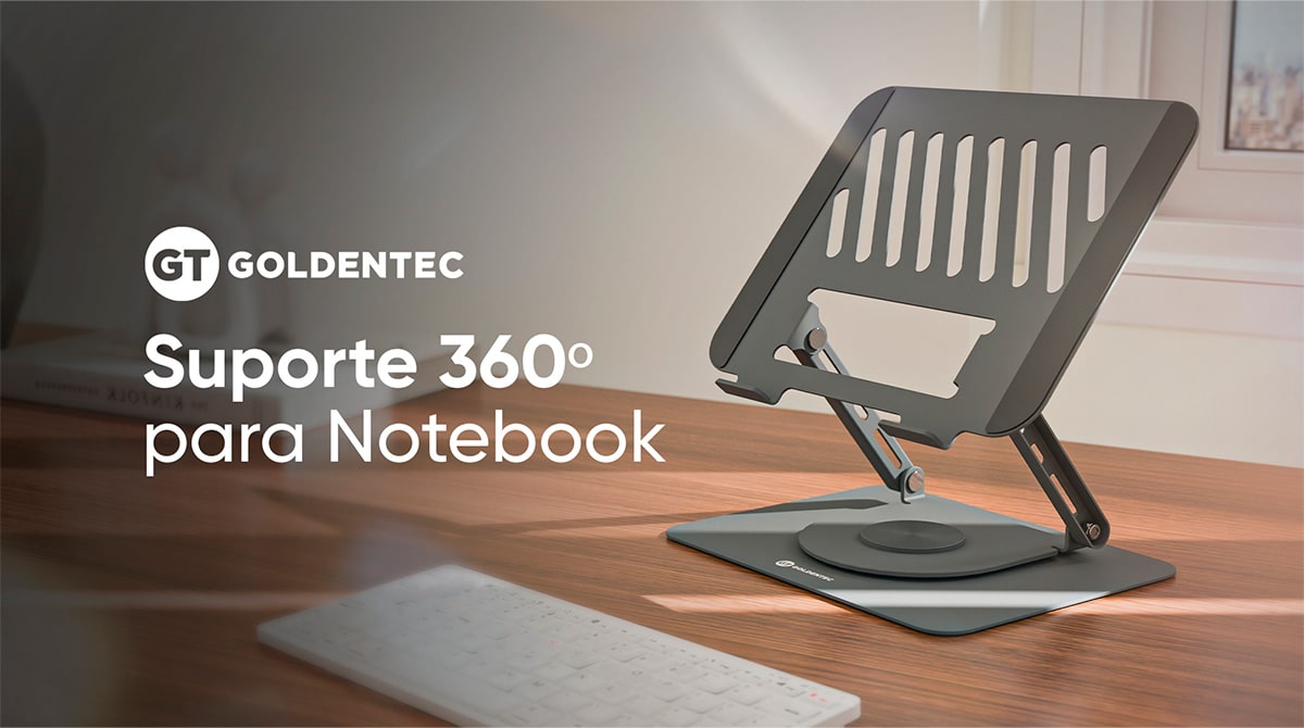Suporte para Notebooks até 17 Goldentec com Base Giratória Aço Carbono