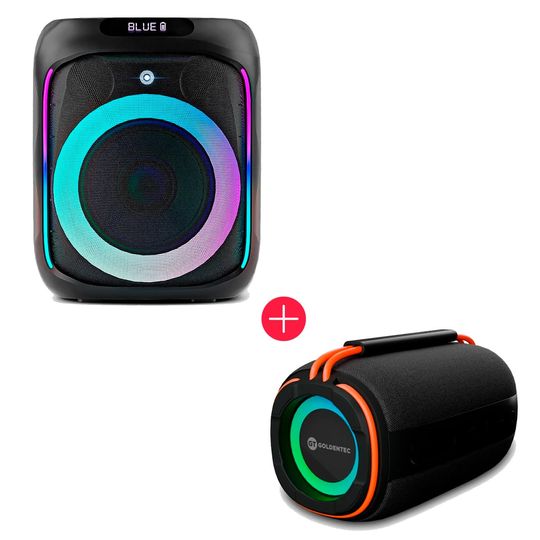 Caixa de Som Bluetooth TWS Goldentec GT Cube + Caixa de Som Goldentec GT Pop Lite 40W RMS Bluetooth
