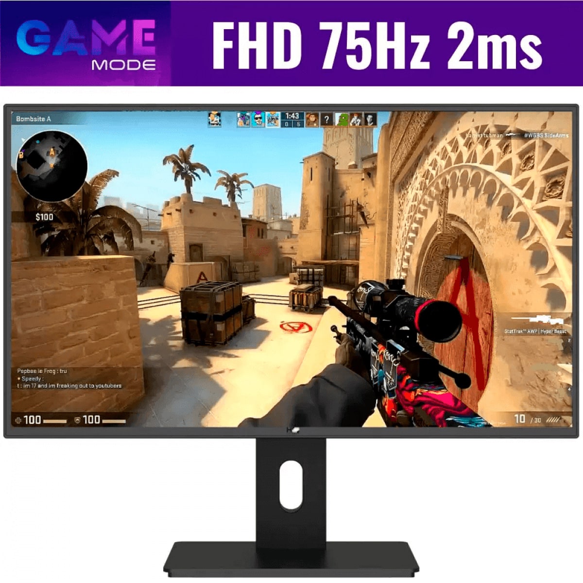 Monitor 3Green, Tela de 21.7 Full HD LED, 75Hz Flat HD 2ms, Rotação Vertical, Ajuste de Altura, HDMI/VGA , Preto - 2153G-LED