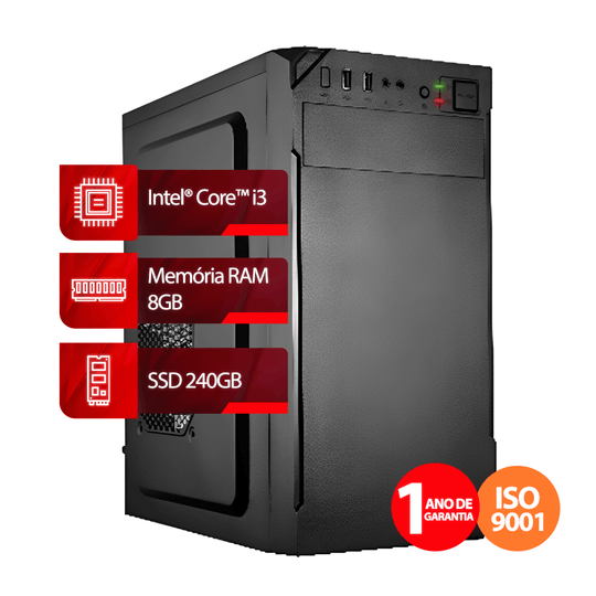 Computador Intel Core i3-2100 3.1GHZ 2º Geração, RAM 8GB, SSD 240GB, Linux, Preto | Goldentec