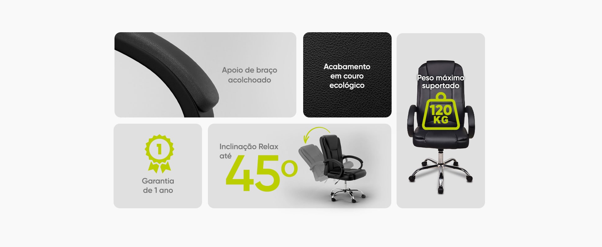 Cadeira Office Get Presidente 2024 360° Preto