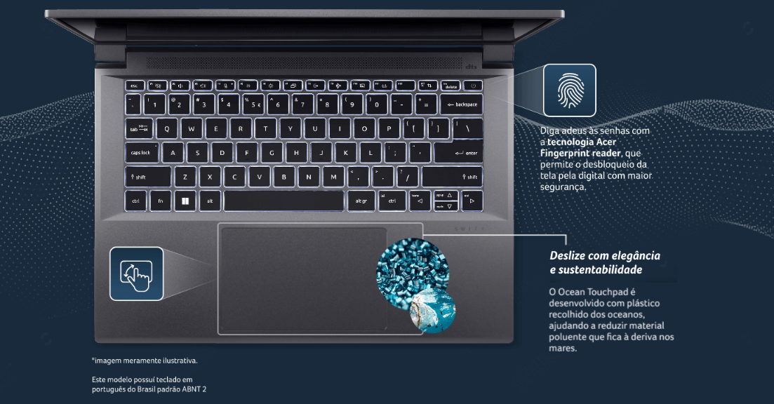 Notebook Acer Swift X SFX14-71G-70, Intel® Core™ i7–13700H, RAM 16GB, SSD 1TB, GeForce® RTX 4050