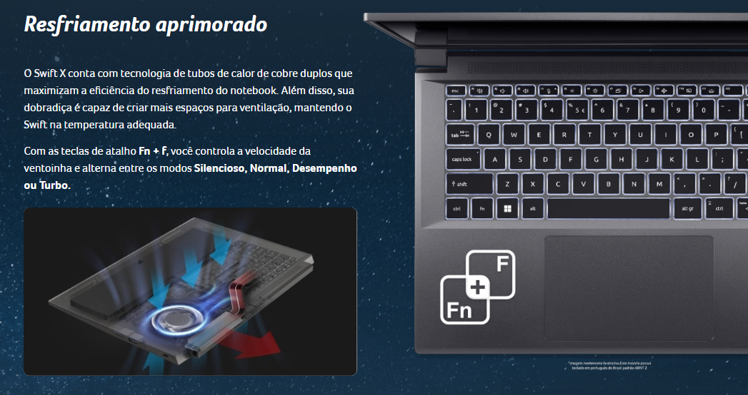 Notebook Acer Swift X SFX14-71G-70, Intel® Core™ i7–13700H, RAM 16GB, SSD 1TB, GeForce® RTX 4050