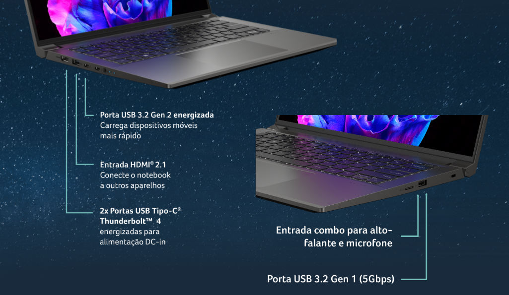 Notebook Acer Swift X SFX14-71G-70, Intel® Core™ i7–13700H, RAM 16GB, SSD 1TB, GeForce® RTX 4050