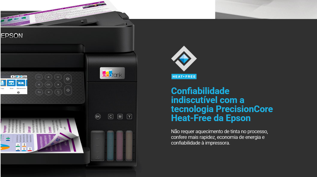 Impressora Multifuncional Tanque de Tinta 3 em 1 Epson EcoTank L6270, Wi-Fi, USB, Bivolt