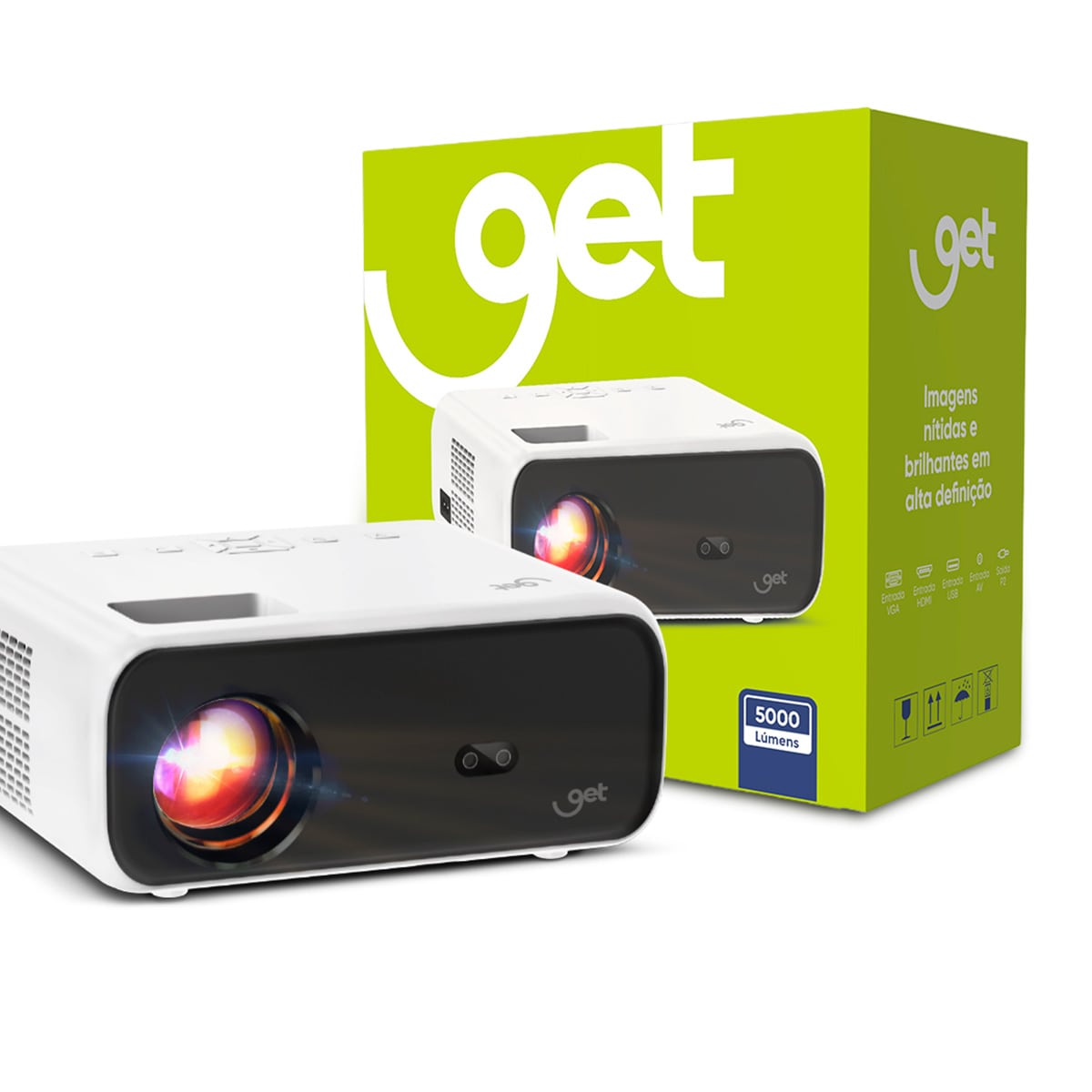Projetor Multimídia 5000 Lúmens Get Vision 5 Full HD com HDMI, USB e AV