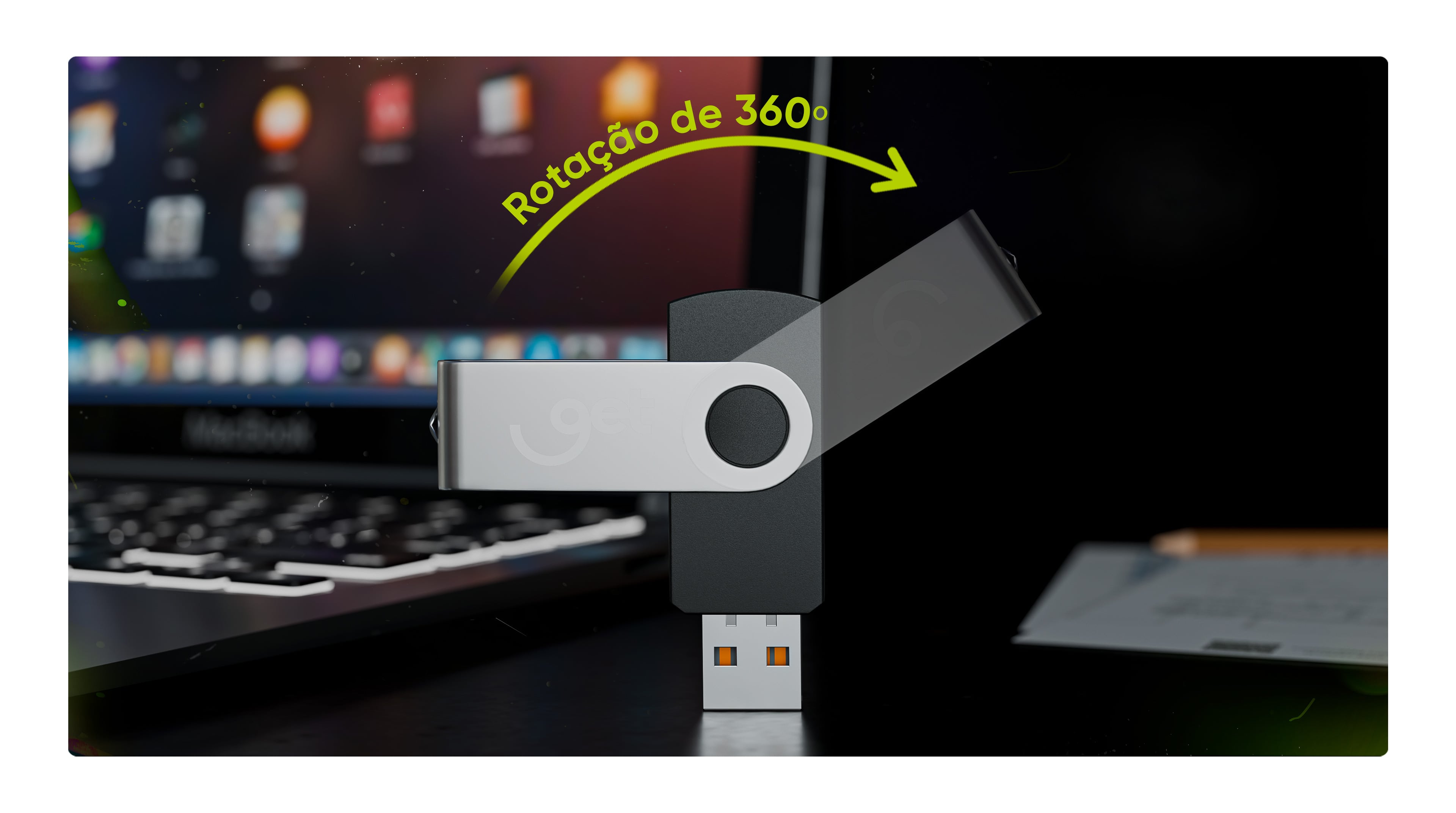 Pen Drive 64GB Get USB 2.0 Preto