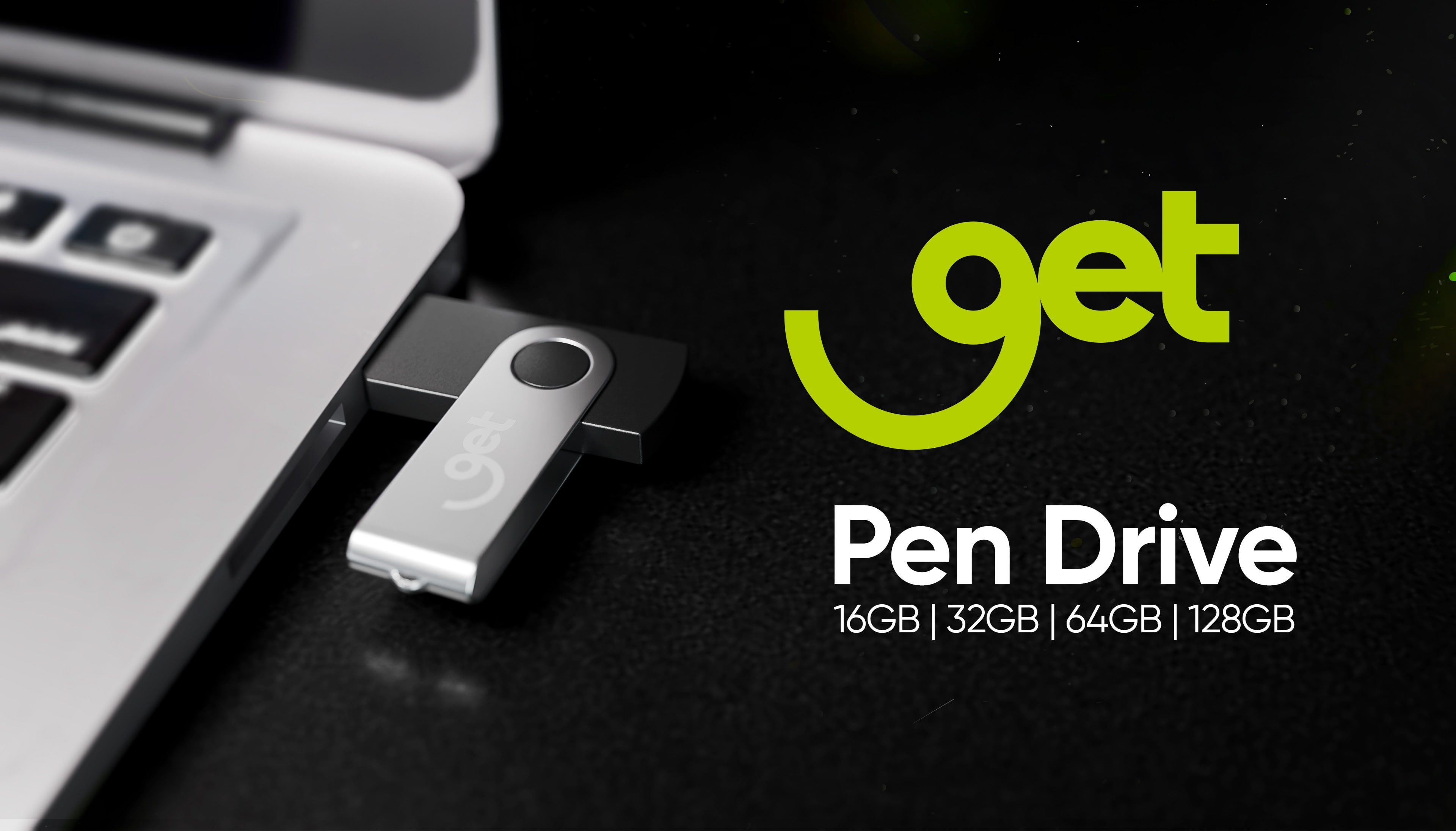 Pen Drive 64GB Get USB 2.0 Preto