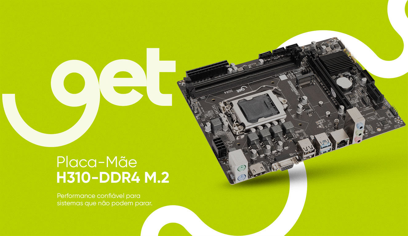 Placa-Mãe Get H310M DDR4 M2 LGA 1151, Suporte Intel 8° a 9° Geração, SATA, NVMe, HDMI, USB 3.0, Micro ATX