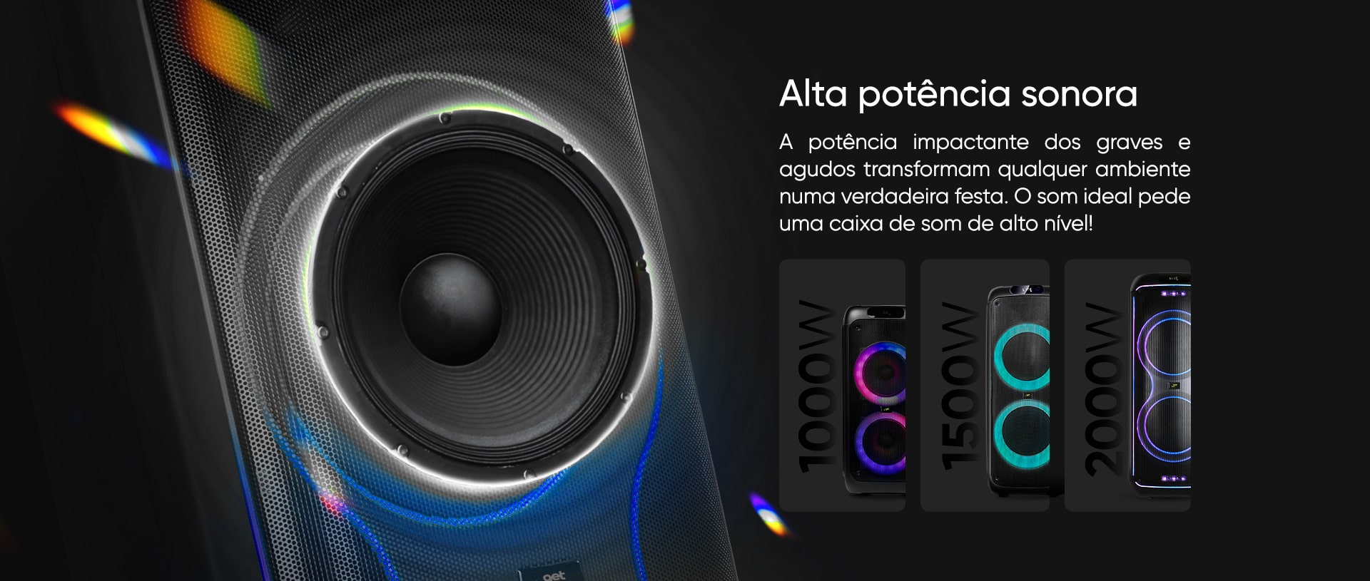 Caixa de Som Amplificada Bluetooth Get Evoke 1001 TWS 1000W RMS