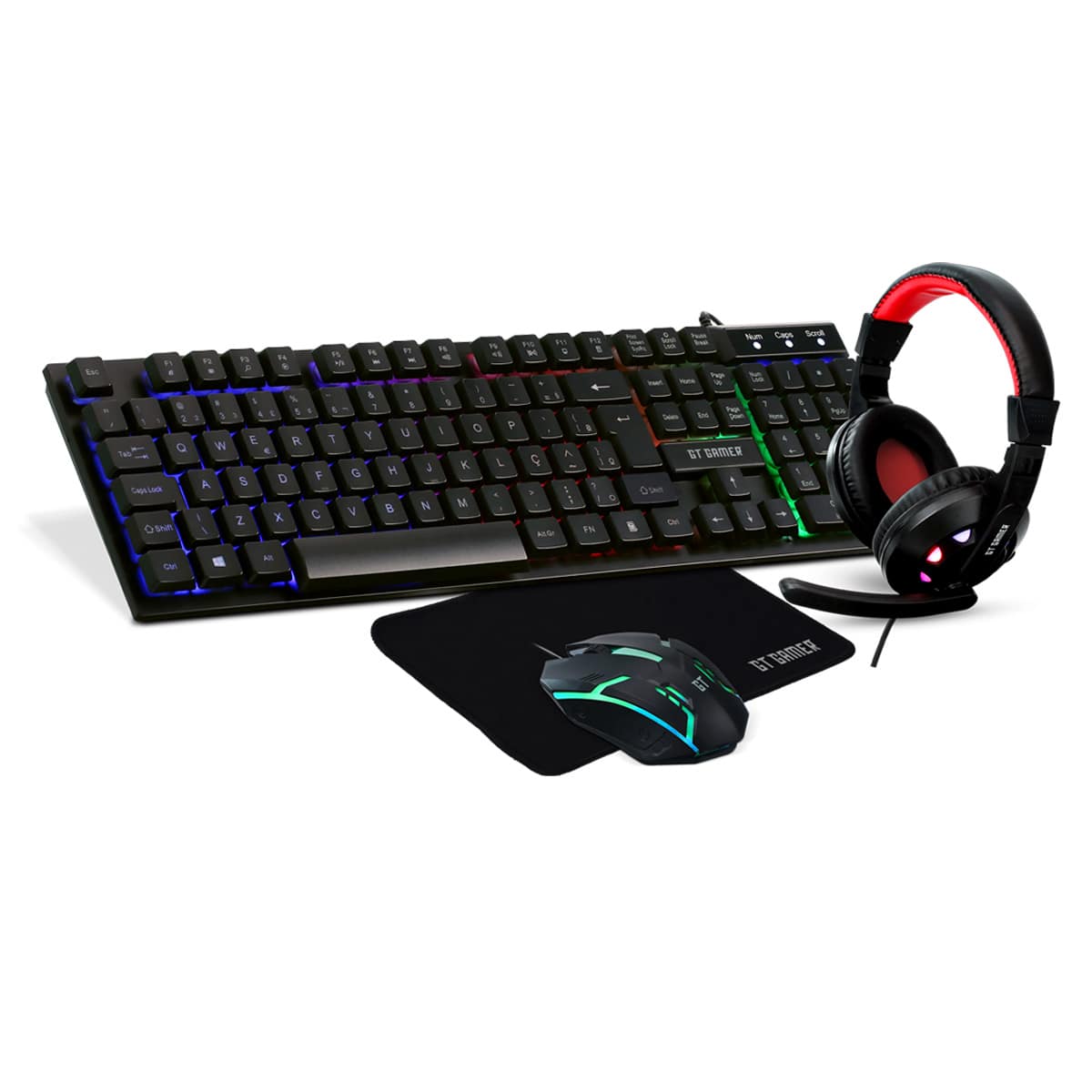 Kit Gamer GT Gamer com Headset + Teclado + Mouse 1200DPI + Mousepad Preto