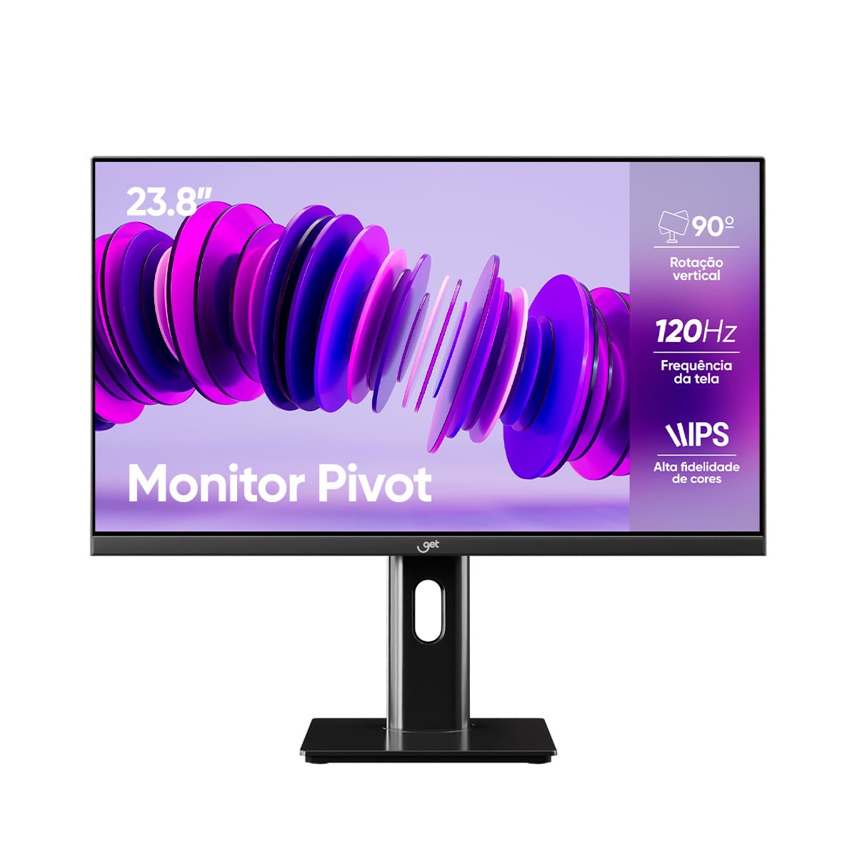 Monitor Pivot 23,8 Slim Get IPS LED Full HD, 7ms, 120Hz, VGA/HDMI, Preto