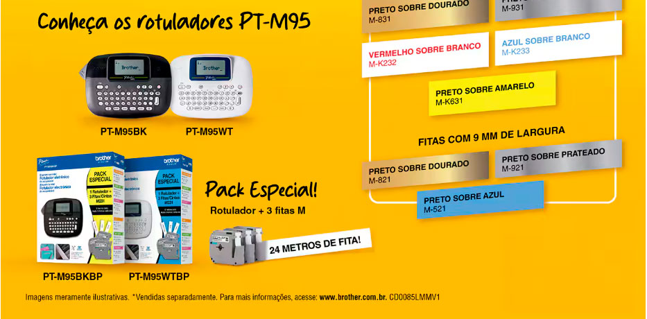 Rotulador Eletrônico Portátil, Preto, PTM95BK, Brother - Caixa 1 Unidade