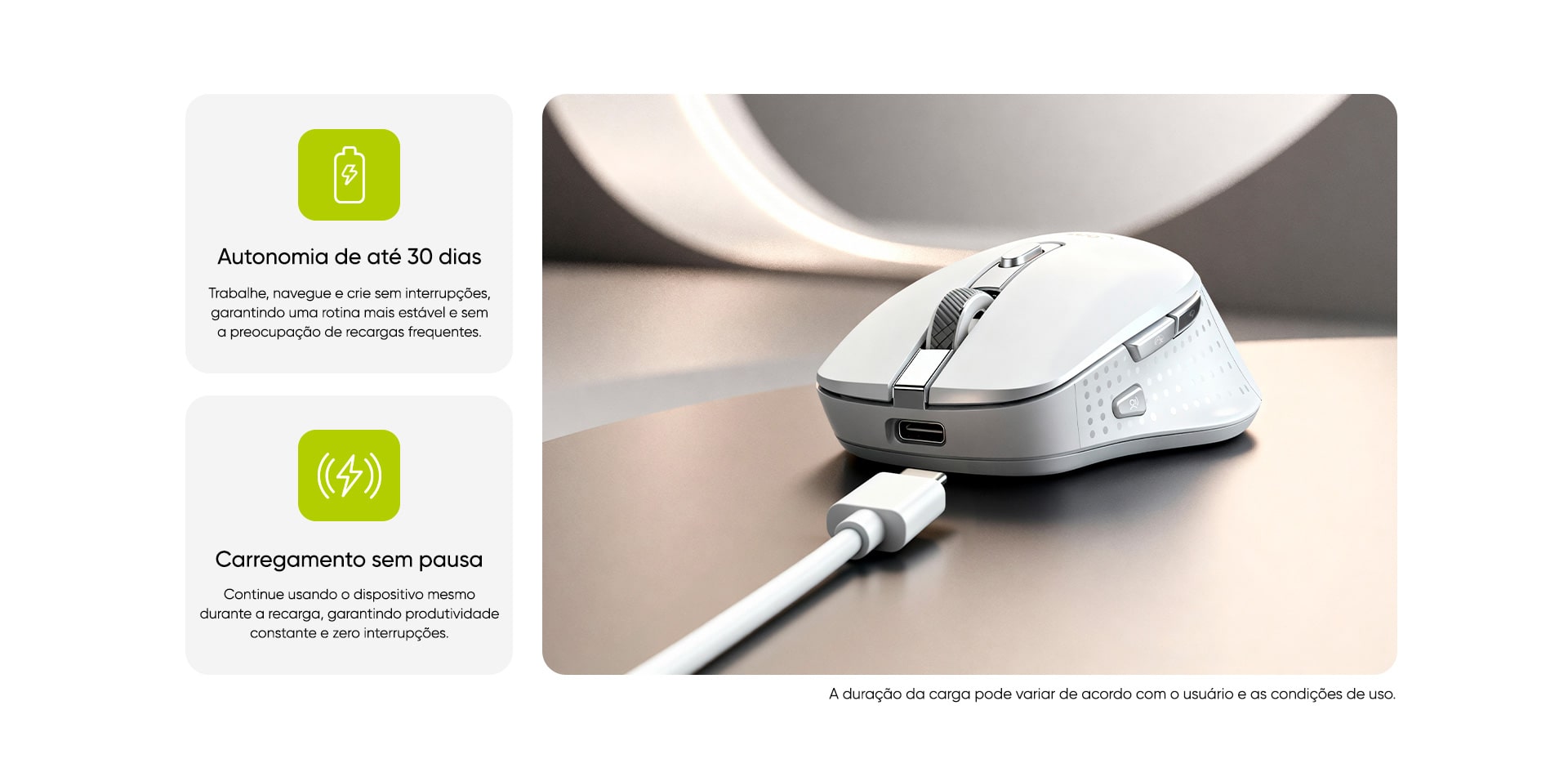 Mouse Sem Fio USB Get Silence Grafite, 7 botões, 1600DPI