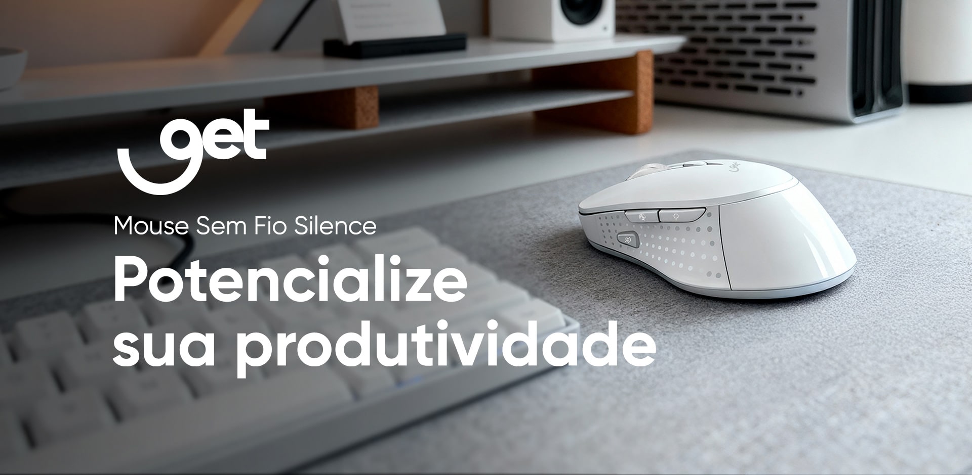 Mouse Sem Fio USB Get Silence Grafite, 7 botões, 1600DPI