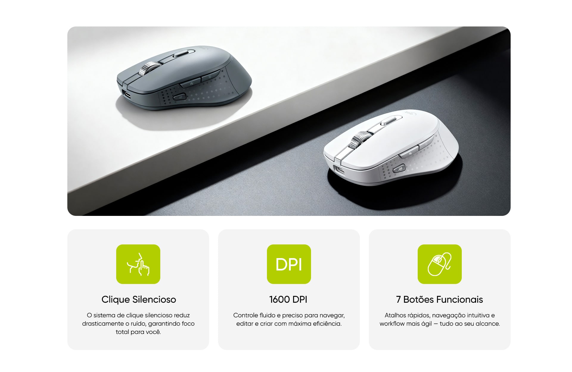 Mouse Sem Fio USB Get Silence Grafite, 7 botões, 1600DPI