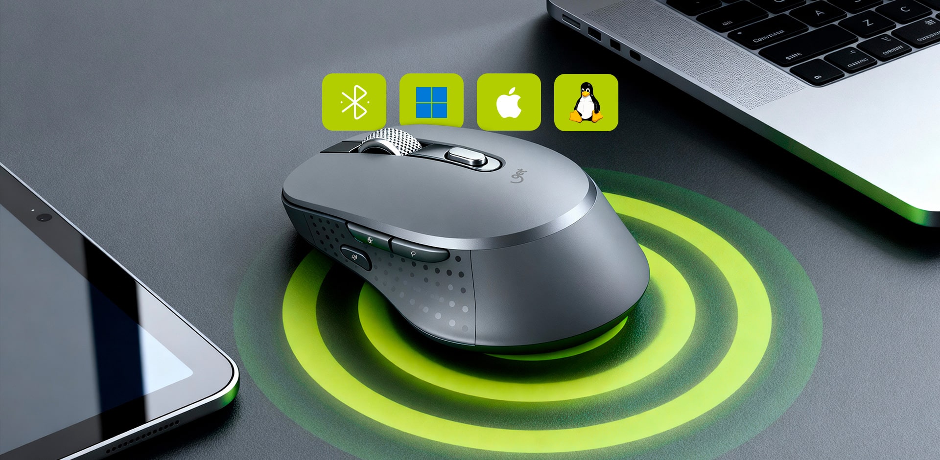 Mouse Sem Fio USB Get Silence Grafite, 7 botões, 1600DPI