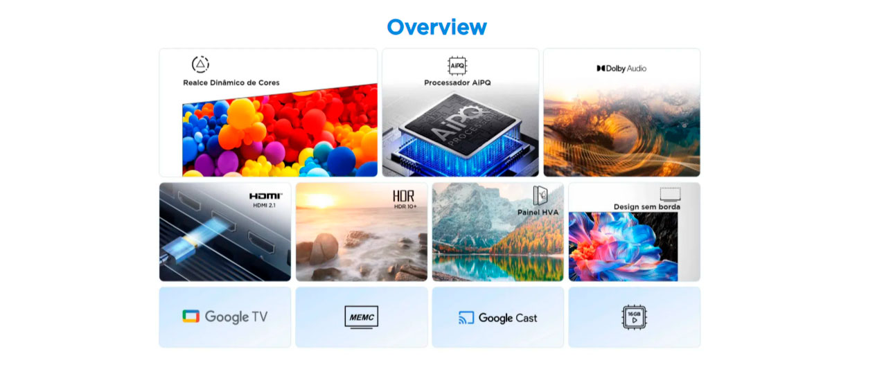 Smart TV 75 TCL LED 4K HVA 75P6K, Google TV, Wi-Fi, Bluetooth/