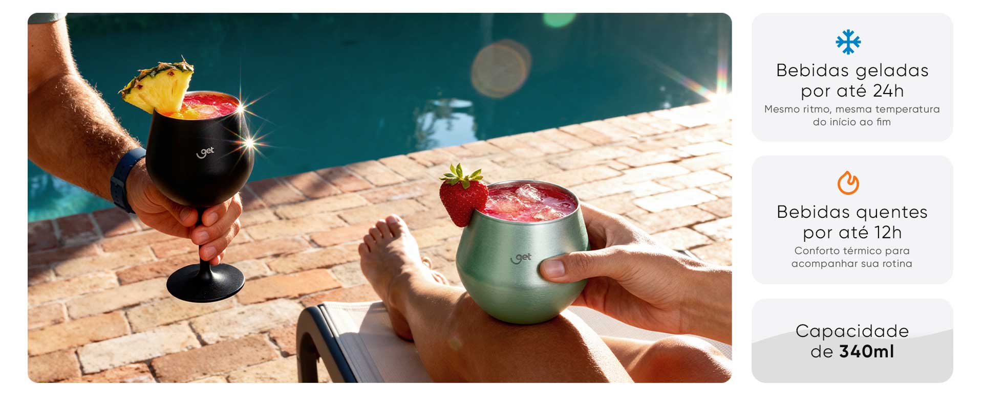 Taça Térmica 2 em 1 Flow 340ml Preto Get