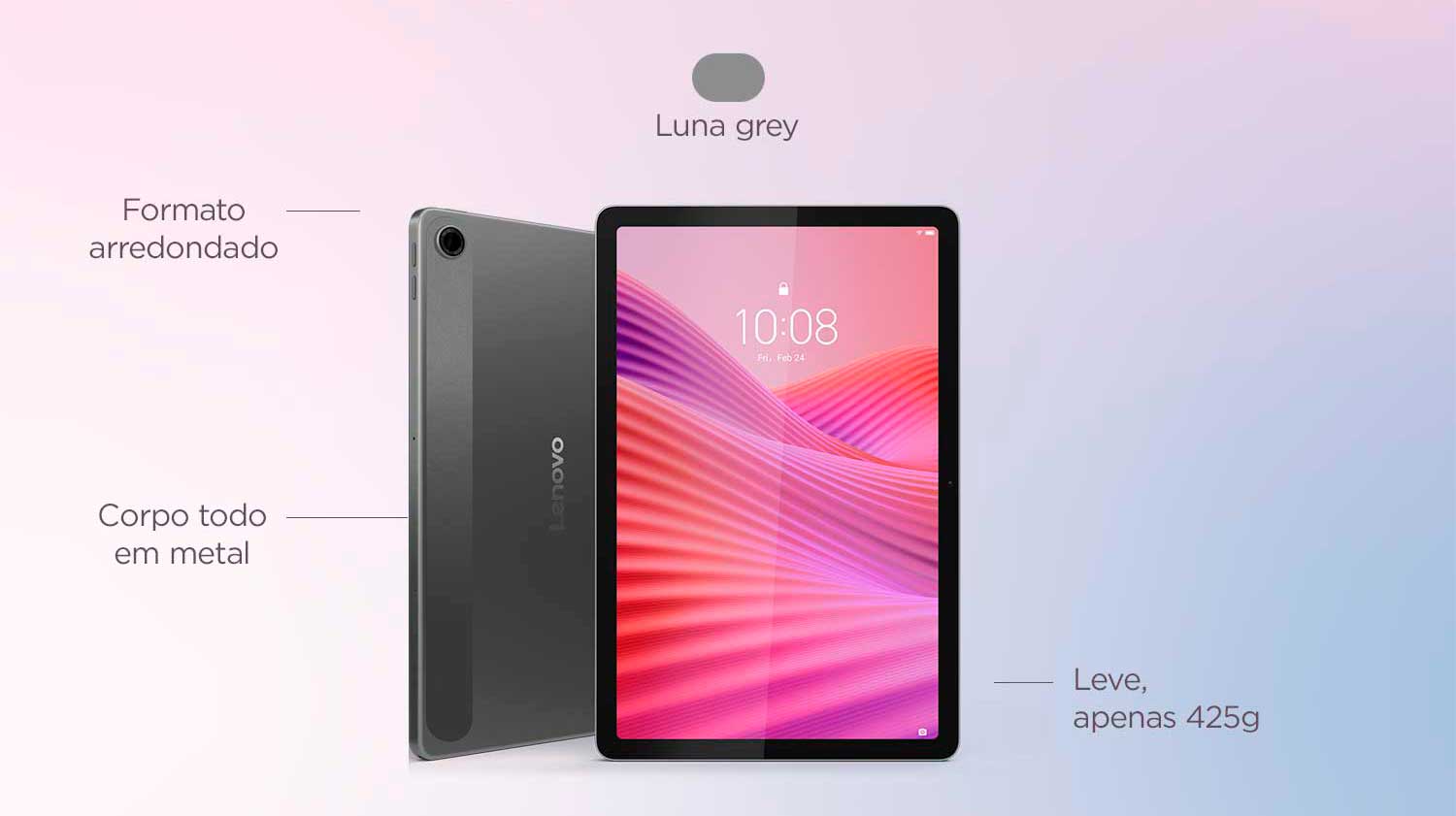 Tablet Lenovo Tab MediaTek Helio G85 4GB 64GB Wi-Fi + 4G Android 14 10.1'' WUXGA Cinza - ZAEL0068BR
