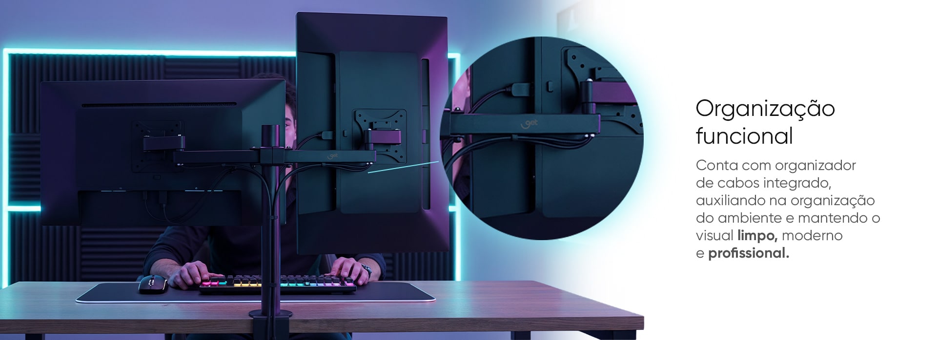 Suporte Articulado para 2 monitores até 27 Get Preto