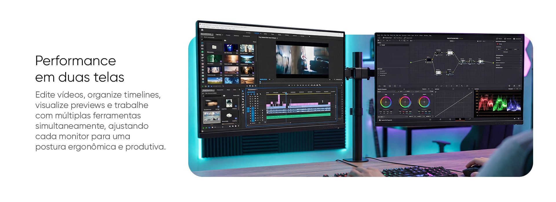 Suporte Articulado para 2 monitores até 27 Get Preto