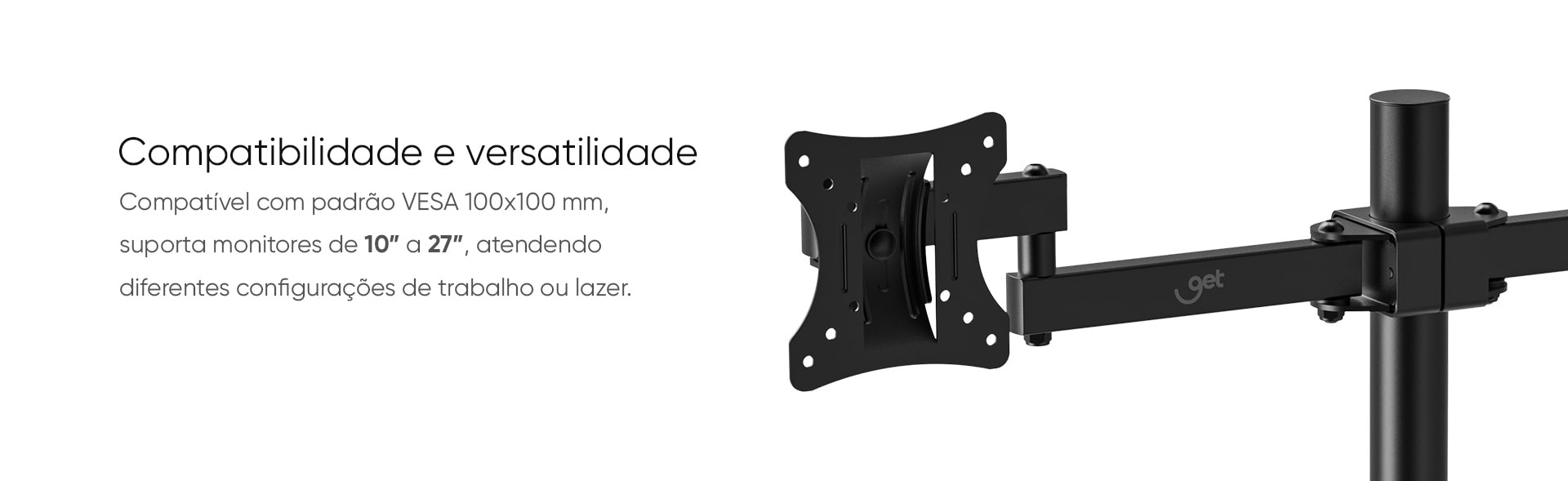 Suporte Articulado para 2 monitores até 27 Get Preto
