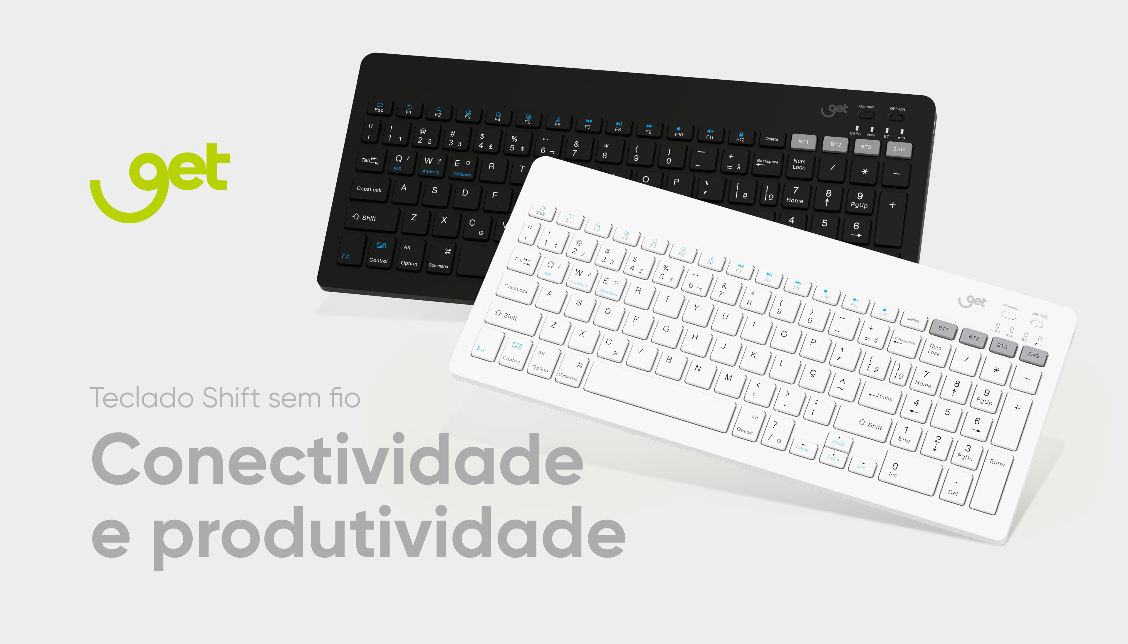 Teclado Sem Fio Bluetooth Slim Get Shift Preto
