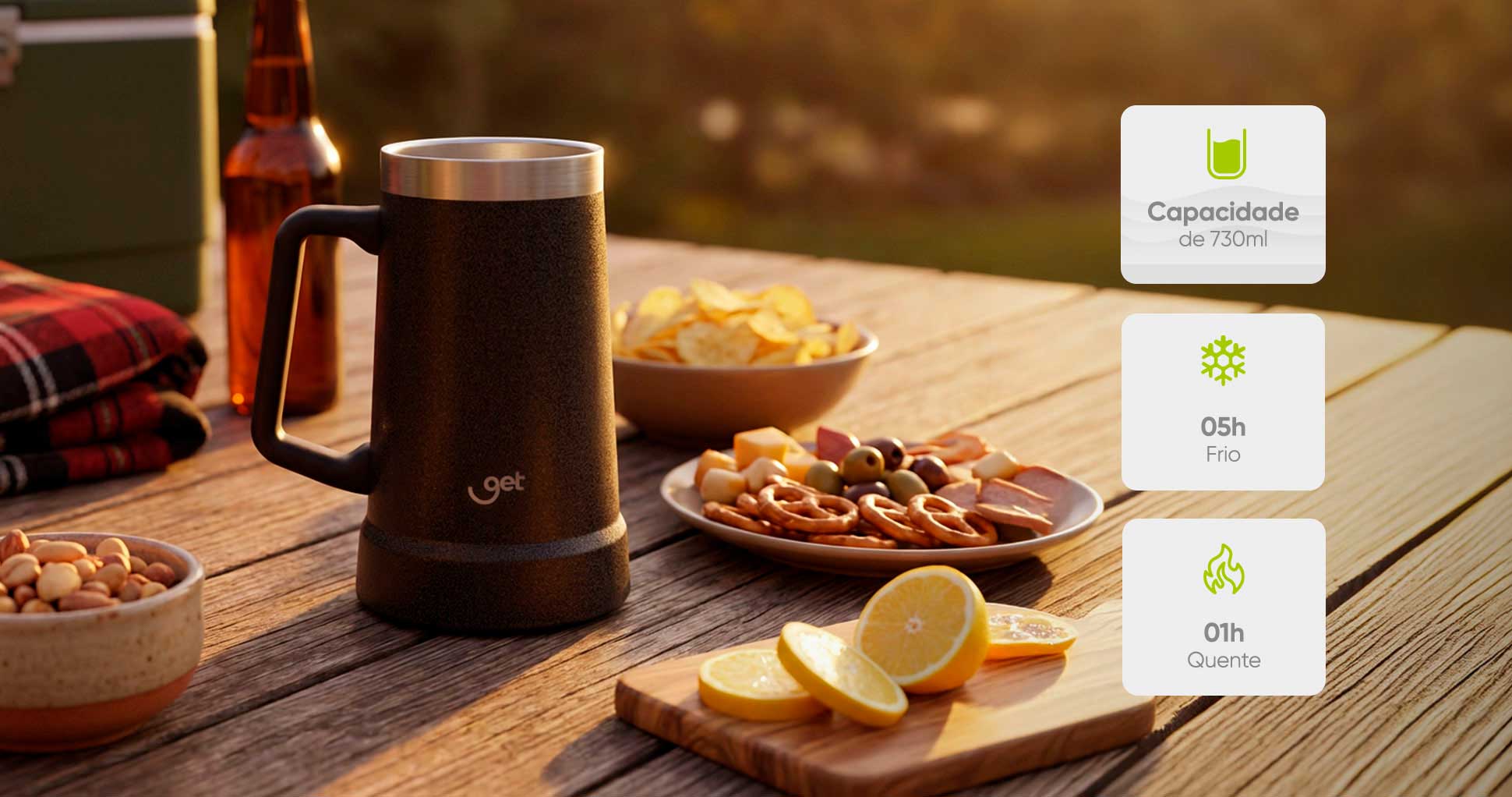 Caneca Térmica Get Beer 730ml Preta