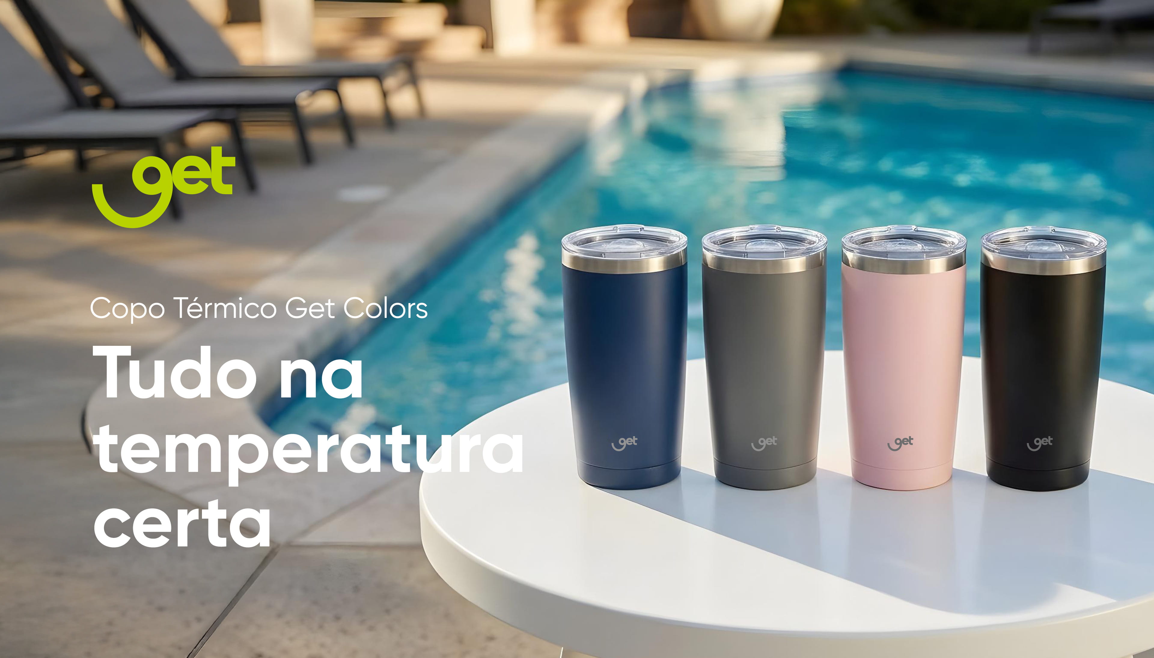 Copo Térmico Get Colors Inox 600 ml Azul Escuro para bebidas quentes ou frias com tampa