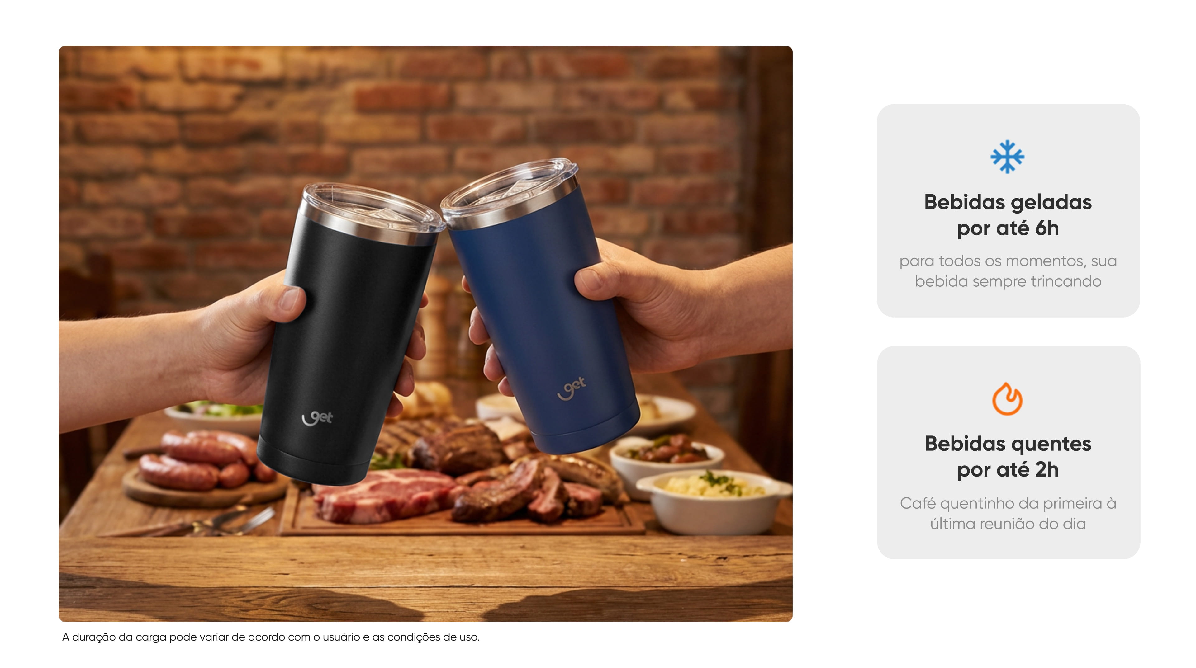 Copo Térmico Get Colors Inox 600 ml Azul Escuro para bebidas quentes ou frias com tampa