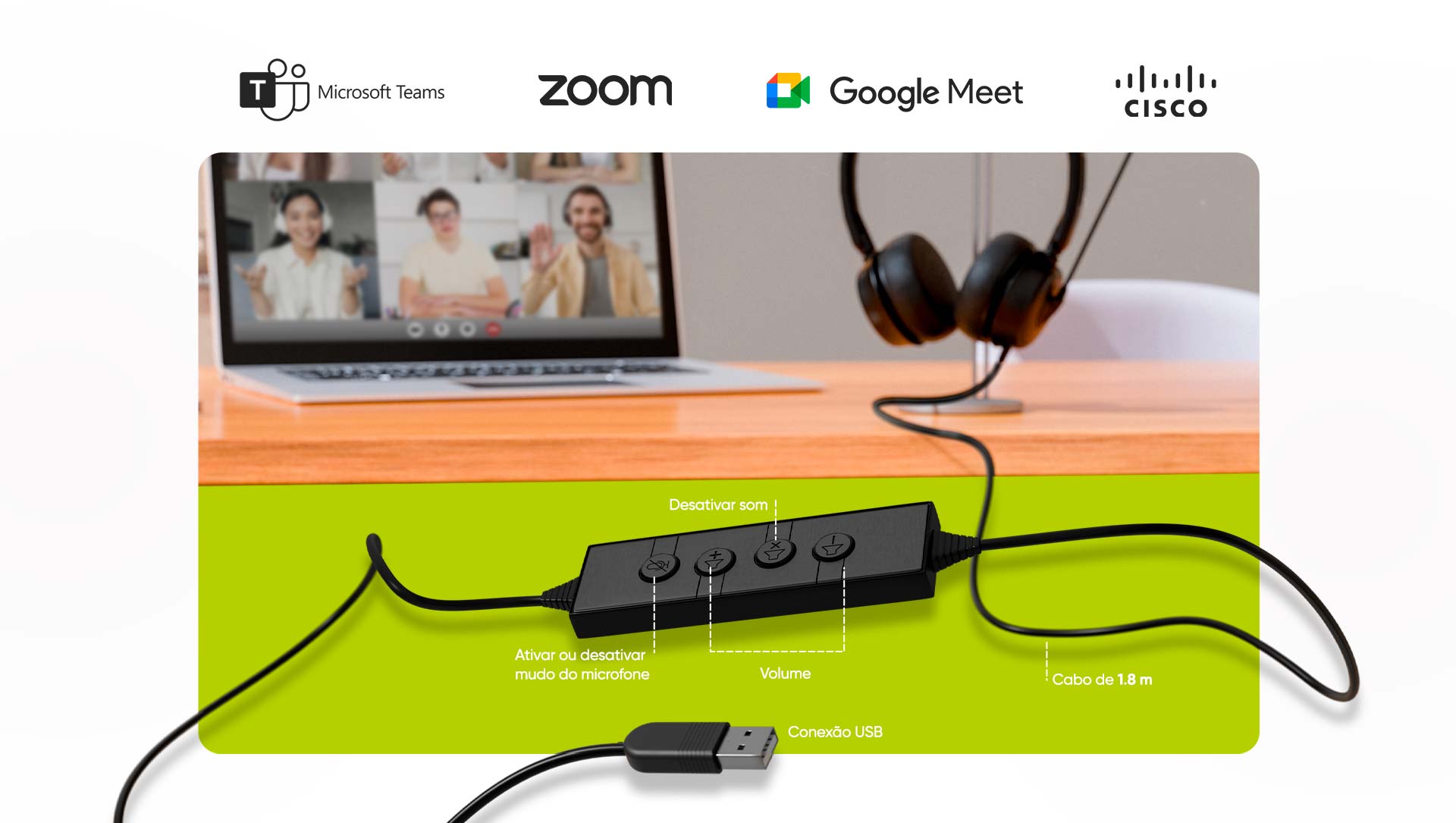 Headset Office Get Prime USB Preto