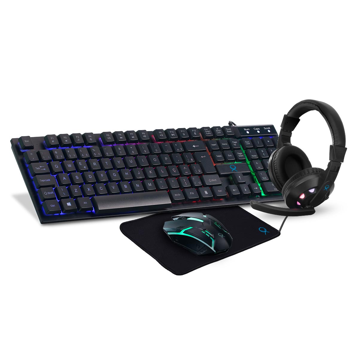 Kit Gamer OX Loot com Headset + Teclado + Mouse 1200DPI + Mousepad Preto