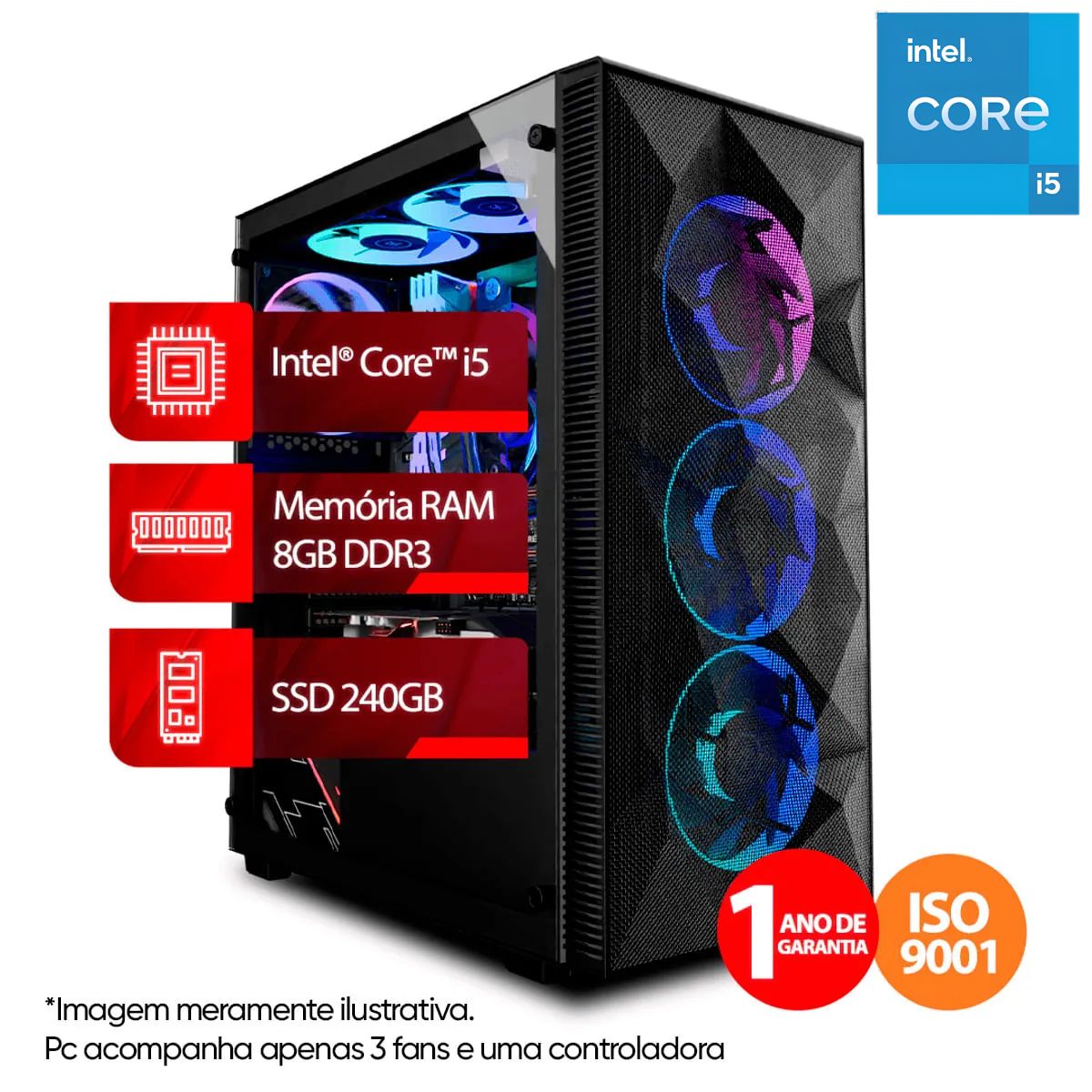 PC Gamer Intel® Core™ i5 4ª Geração, 8GB, SSD 240GB, Linux | Goldentec